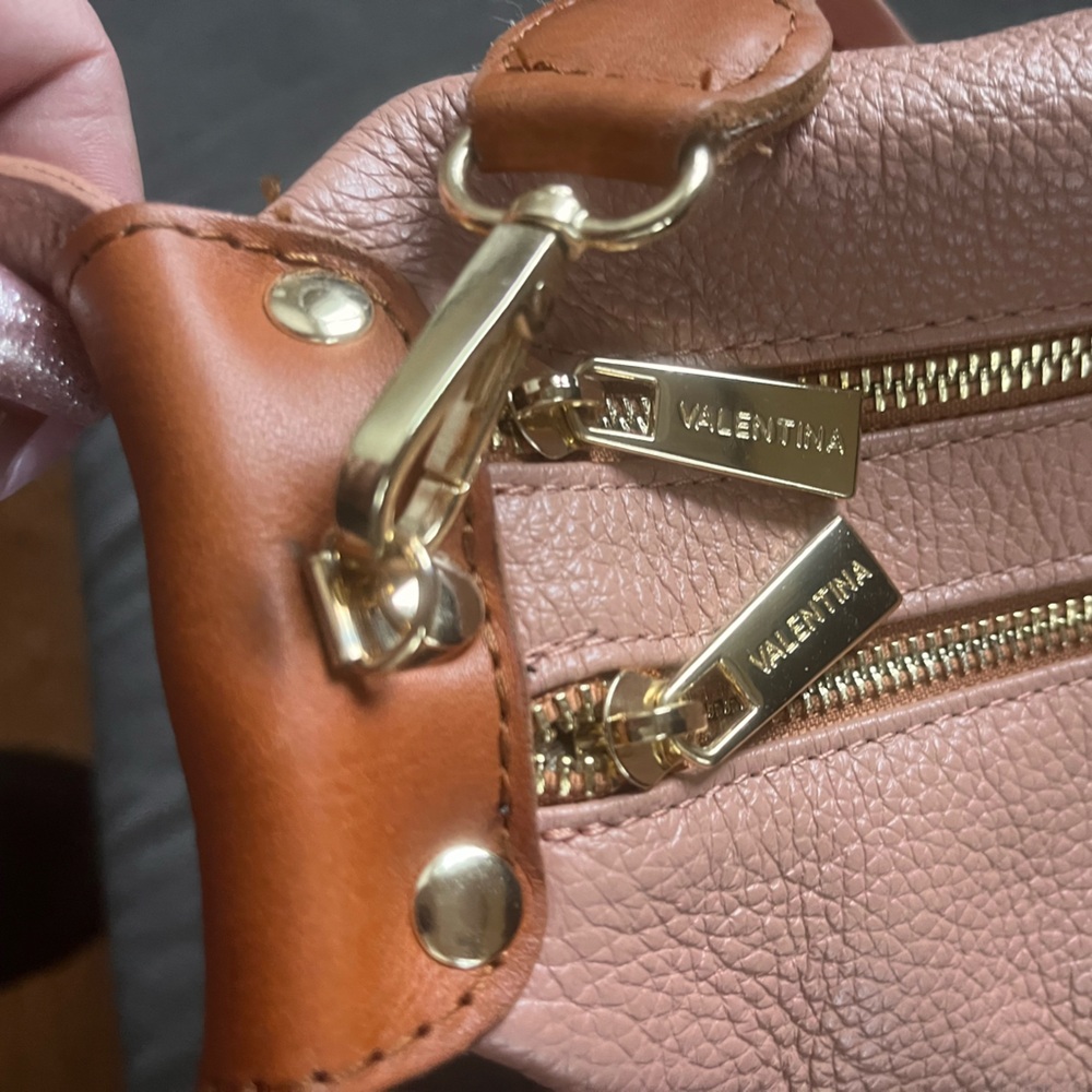Valentina Brown Leather Mini Satchel with Gold Hardware - Picture 8 of 13